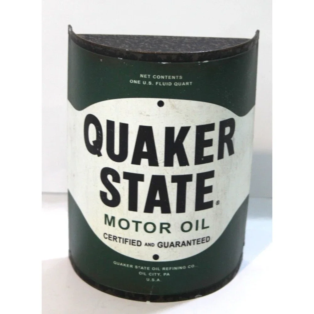 Open Road Brands Quaker State Motor Oil Half Can Metal Wall Deco Man Cave Garage
